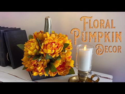 Fall Centerpiece - Pumpkin Shaped Floral Arrangement - DIY Autumn Decor