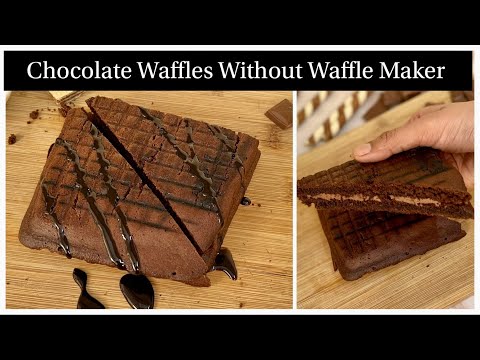 Super Easy Stuffed Chocolate Waffles Without Waffle Maker | No Eggs, No Oven Chocolate Waffles